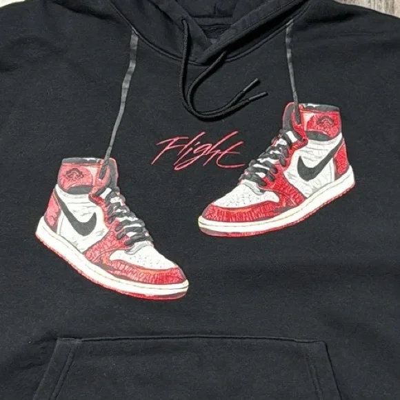 NIKE AIR JORDAN 1 CHICAGO 1985 LOST AND FOUND BLACK MENS HOODIE SWEATSHIRT - Picture 5 of 14